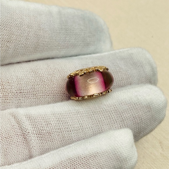 EUC Pandora 788244 Pandora Rose Pink Murano Glass & Leaves Charm - Picture 9 of 12